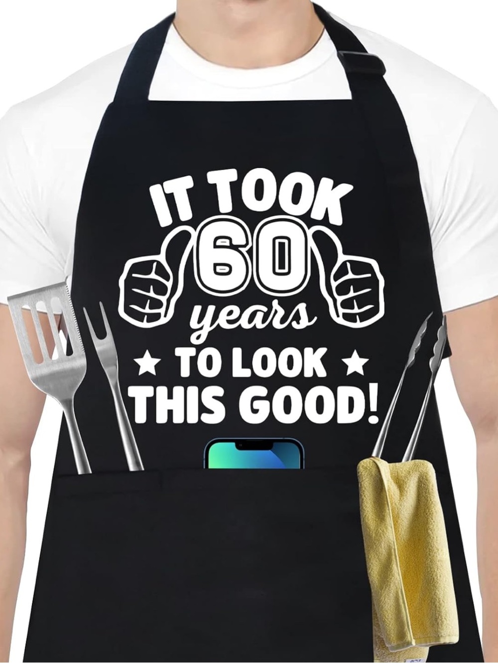 NEW 60th Apron To Look This Good- Black